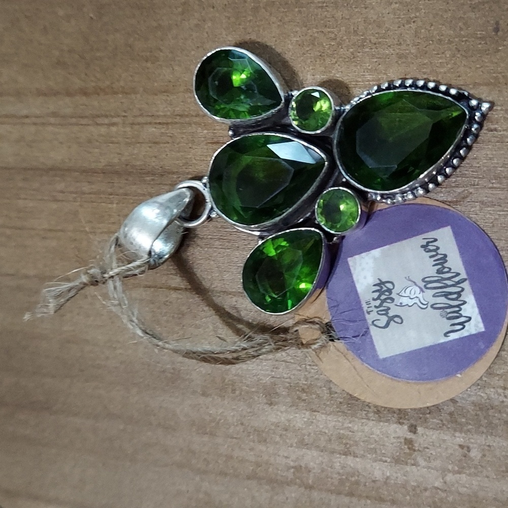 Green Peridot Sterling Silver Pendant